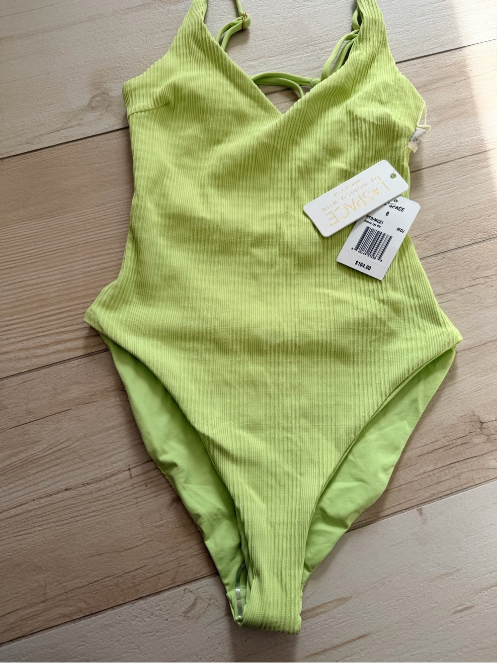 l*space Neon Lime Ribbed One-Piece Swimsuit